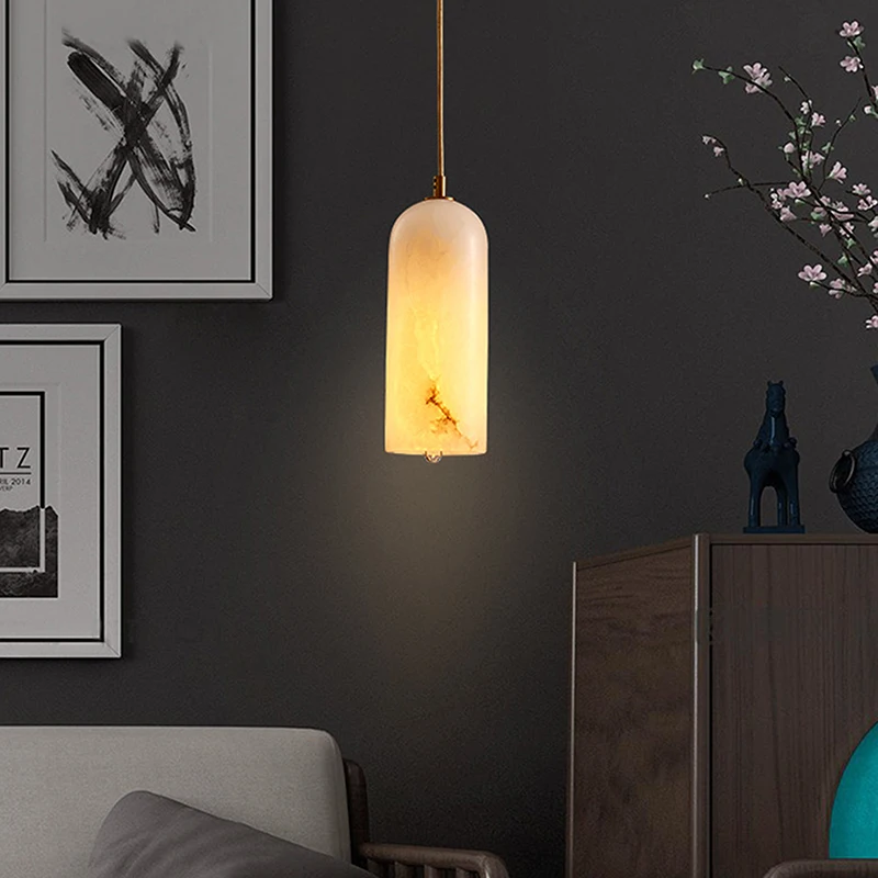 Modern Creative Home Interior Decoration Ceiling Lights Room Dining Table Light Living Room Natural Marble Led Pendant Lamp image 2