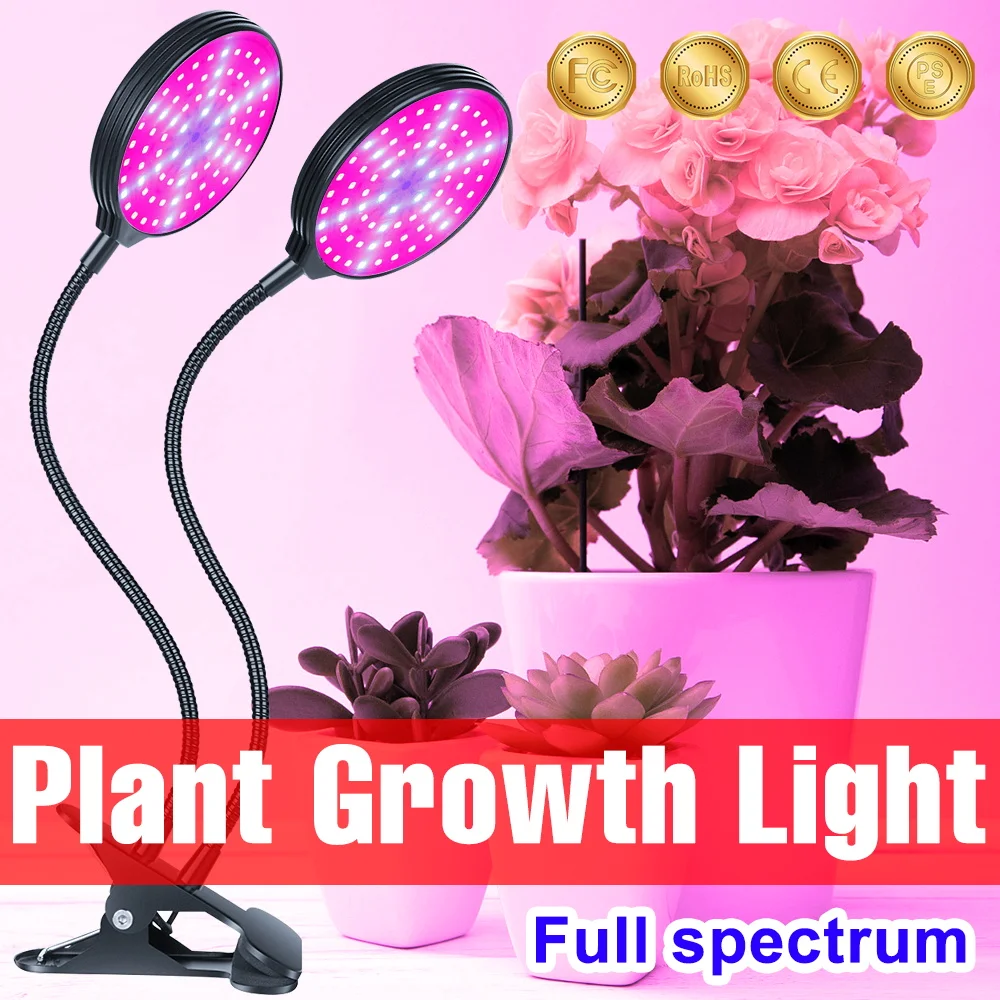 

USB 5V LED Grow Light Full Spectrum Plant Vegetables Flowers Fruit Hydroponics Lamp Waterproof Dimmable With Timing Auto On/Off