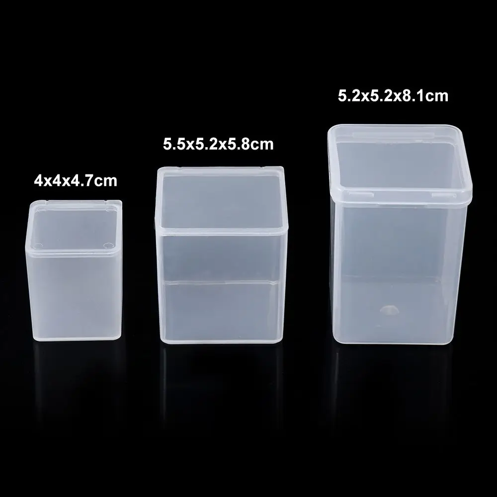 Caja de almacenamiento de plástico transparente, contenedor cuadrado pequeño para artículos pequeños, artesanías, Hardware, organización del hogar, 3 tamaños