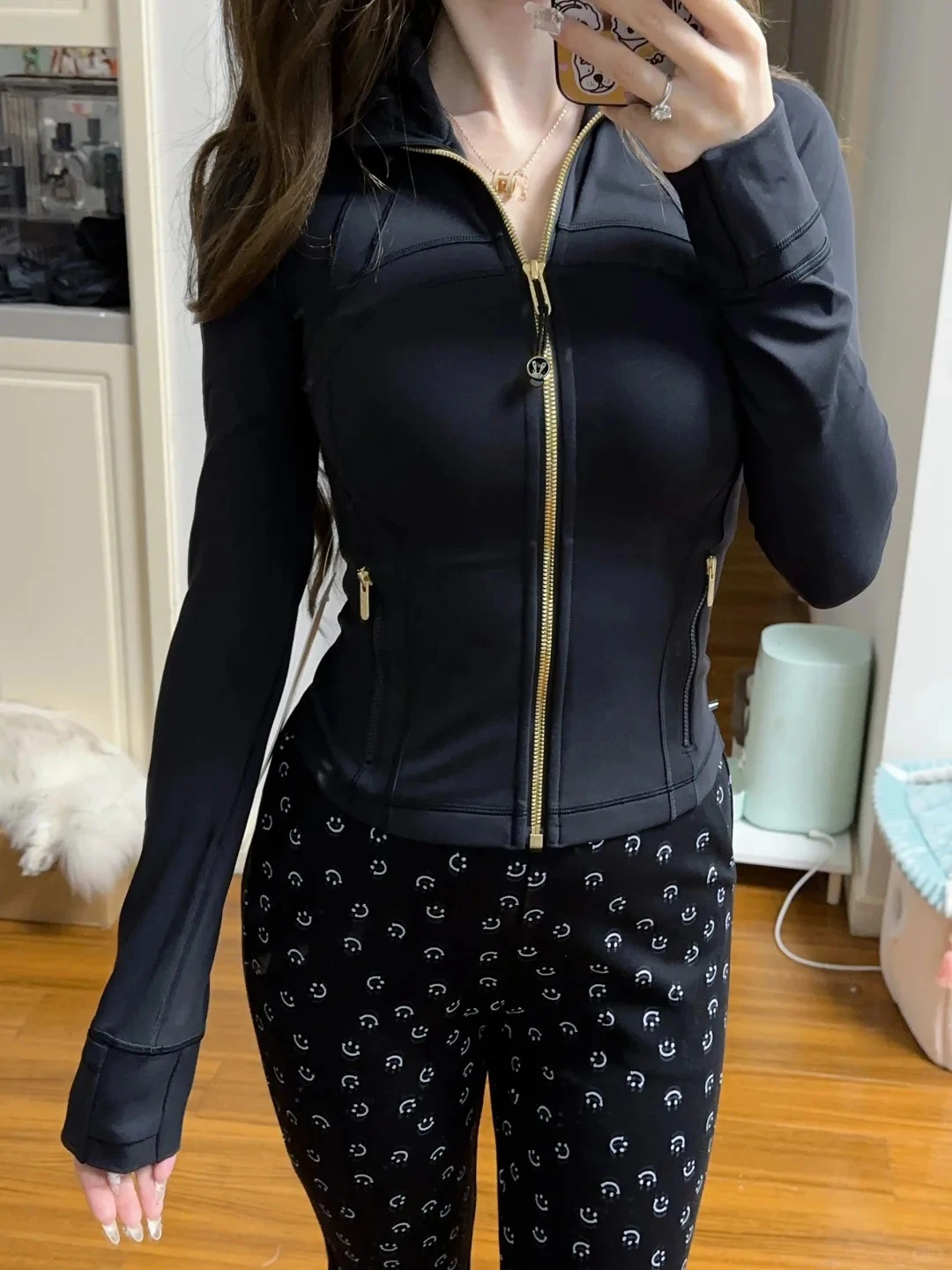 LULU FLORA Chaqueta deportiva corta de yoga para mujer con cremallera dorada - Chaqueta de entrenamiento de gimnasio ajustada