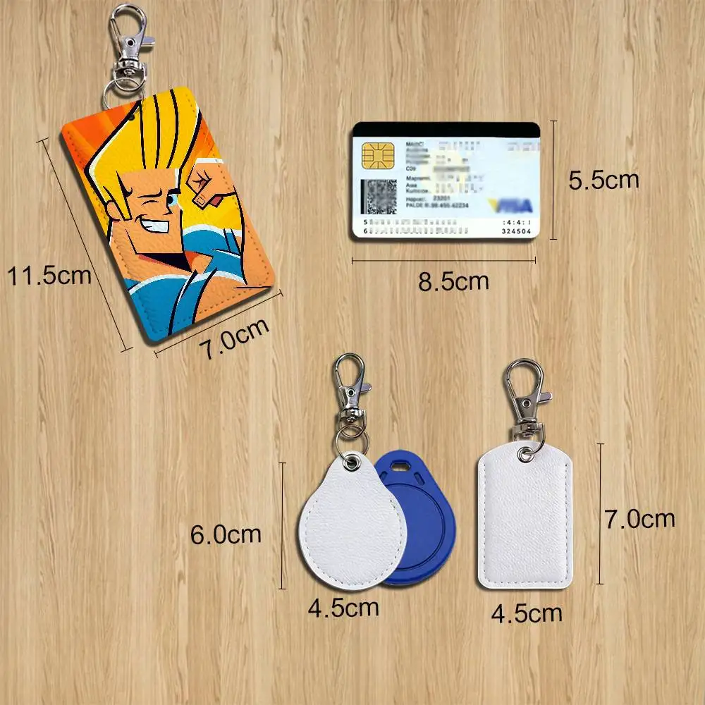 regent-style haircut Johnny Bravo Holder For Bank Business Work Card Holder Student Card Case Bus Card Keychain