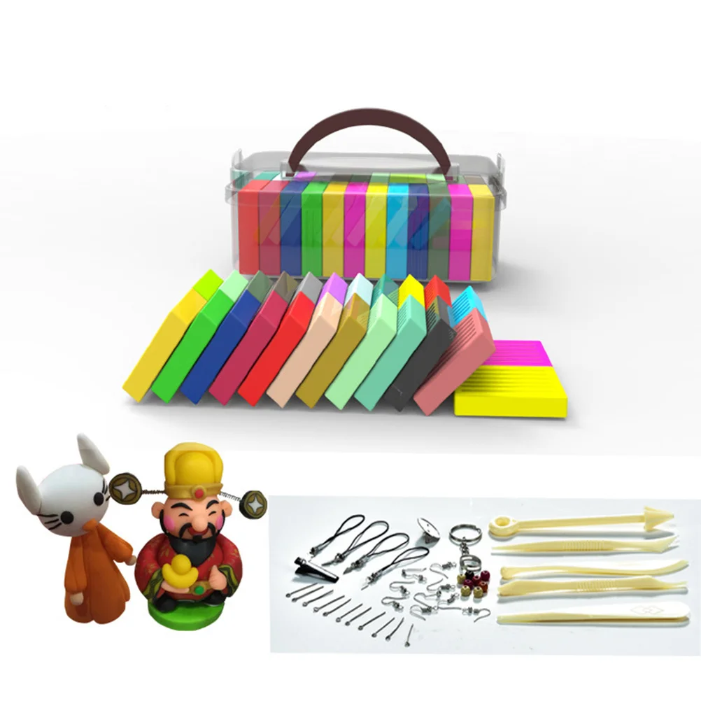 24 colori 1 set kit di modellazione per bambini set di argilla polimerica strumenti ecologico morbido pieghevole elastico fai da te creativo forno educativo