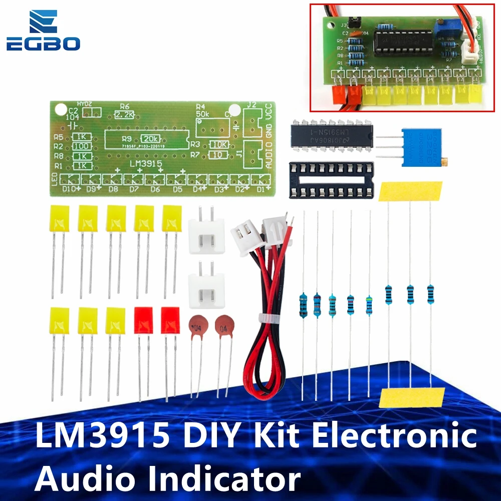 EGBO Funny 10 Audio Level Indicator LM3915 DIY Kit Electronic Audio Indicator Suite