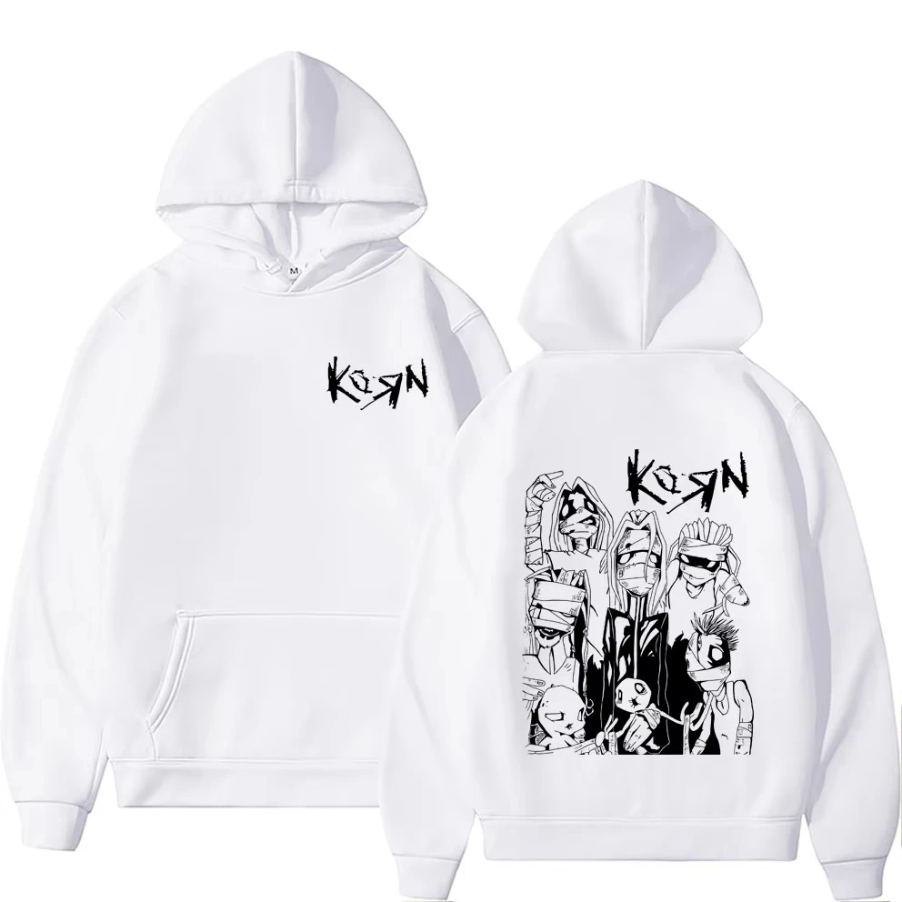 

Limited Rock Band Korn Hoodie Men Women's Gothic Vintage Hooded Sweatshirt Male Oversized Pullover Rare Nu Metal Music Hoodies