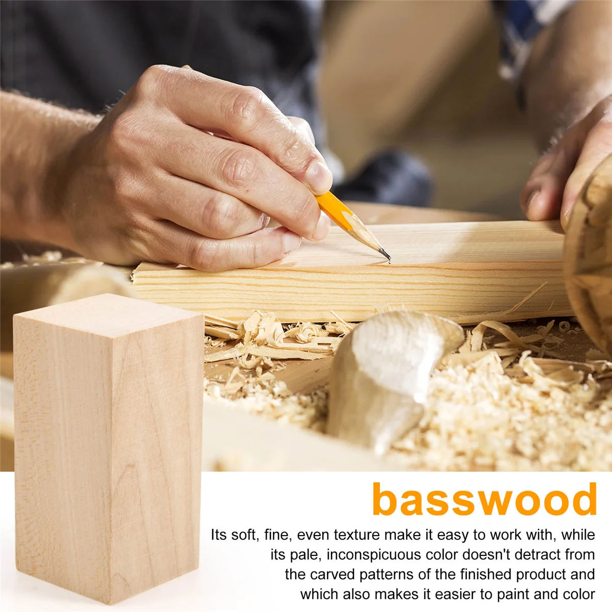 Basswood Carving Blocks 4 x 2 x 2 Inch,Large Whittling Wood Carving Blocks Kit for Kids Adults Beginners or Expert