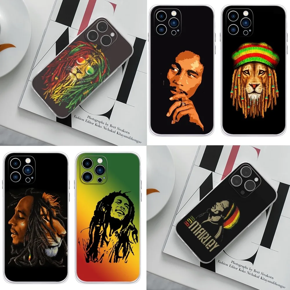 Rasta Lion Bob Marley Phone Case For iPhone 16,15,14,13,12,11 Plus,Pro,Max,XR,XS,X,SE,Mini Transparent Silicone soft shell