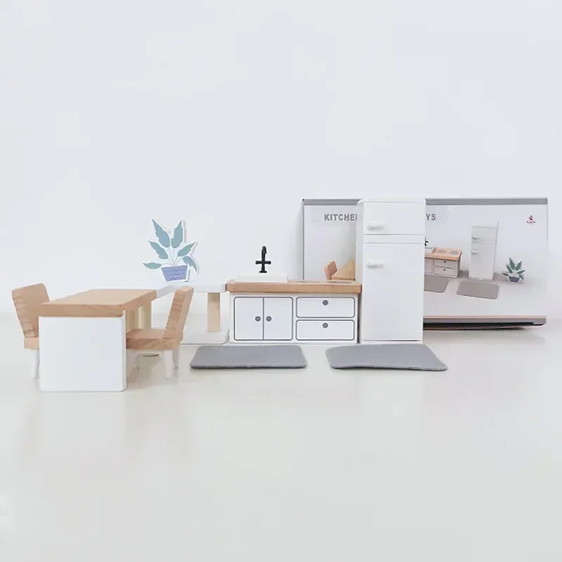 Hochwertiges simuliertes Holzmöbel-Set inklusive TV-Badewanne, Bett, Sofa, Waschmaschine, Spielhaus, Spielzeug, interaktives Geschenk