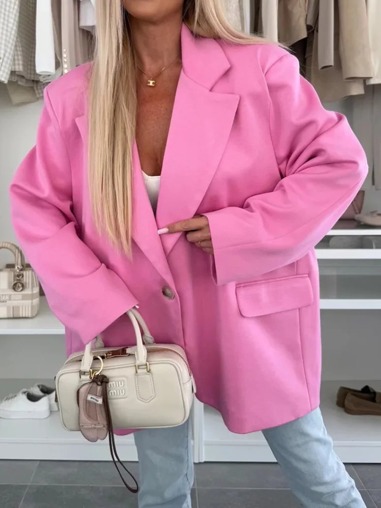 

Blazers Women Classic Jacket Suit Collar Long Sleeve Single Button Blazer Coat Fashion Female Autumn Winter Outerwear