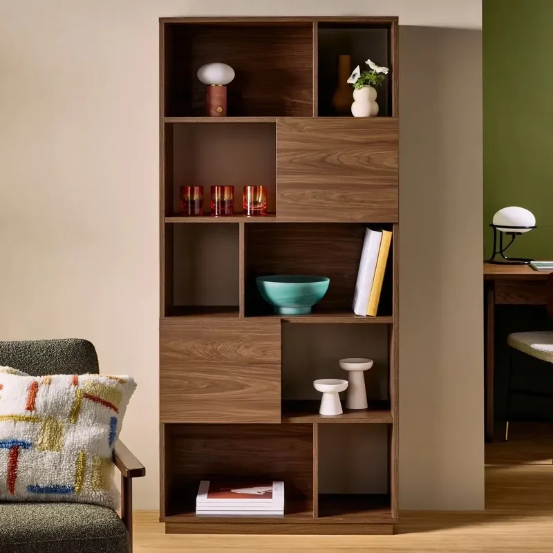 Custom Modern Modular Wood Bookshelf Multi-compartment Melamine Board Open Storage Unit Bookcase
