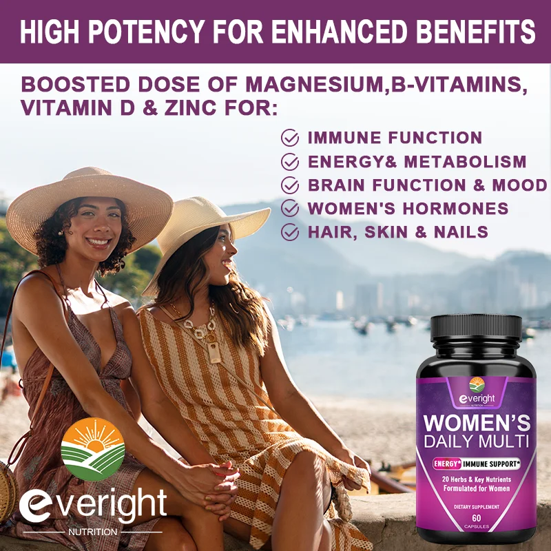 Womens Multivitamin - Daily Energy & Immune Health Support with Vitamins A, B12, C, D3, Zinc & Biotin, Multivitamin for Women