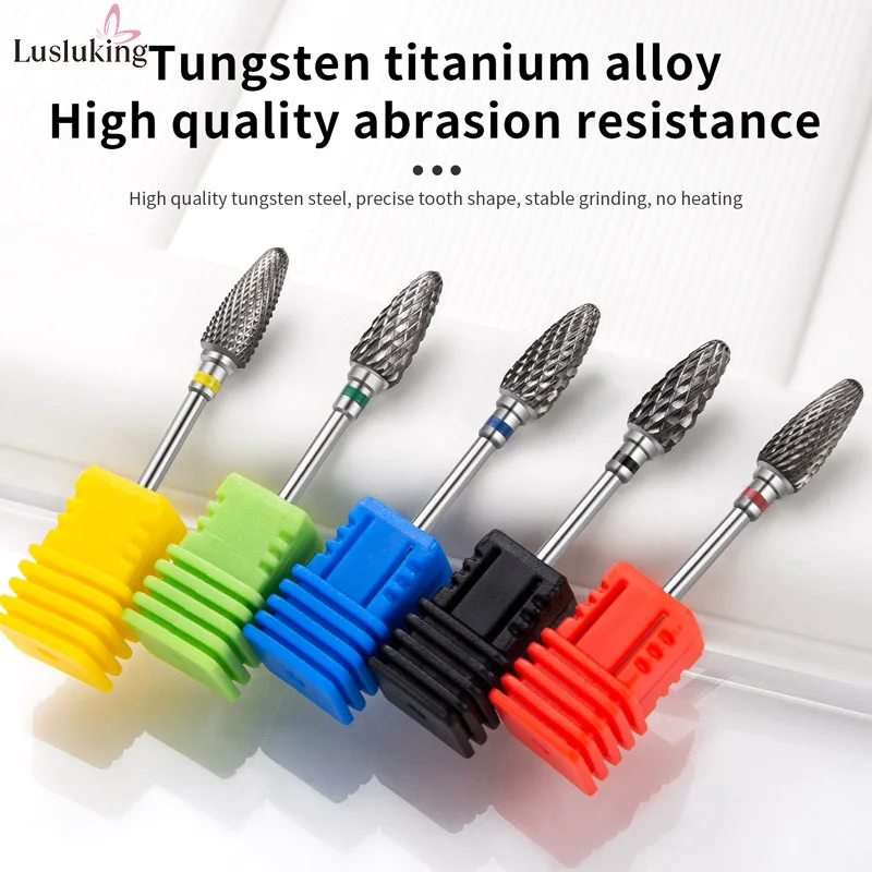 Tungsten Carbid Nail Drill Bits Electric Manicure Drill Accessory Milling Cutters for Nail Gel Polish Remover Nail Tools Efiles