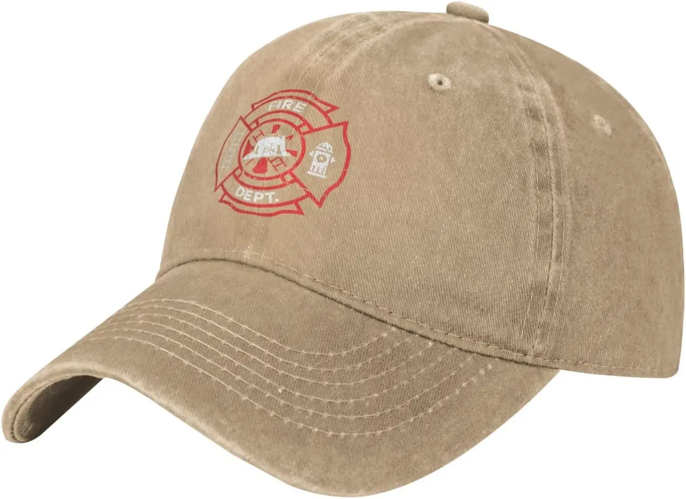 Gorra de béisbol de perfil bajo de algodón desgastado con cruz maltesa de bombero, informal y ajustable