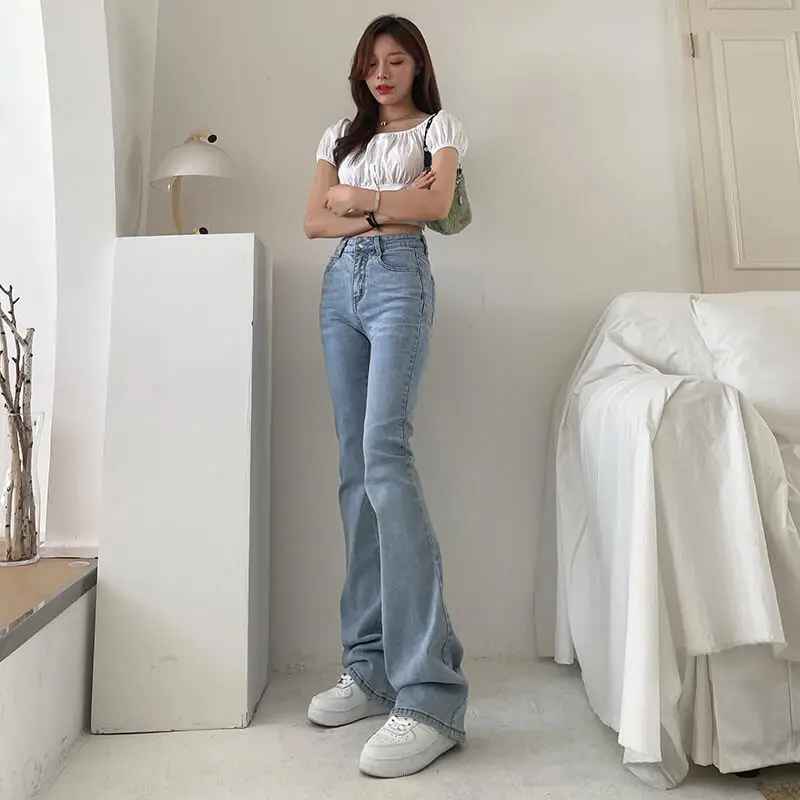 日本のヴィンテージ服デニム女性ブーツカットバギーY2Kブラック韓国ファッション原宿スタイルストリートウェアハイウエストワイドレッグ