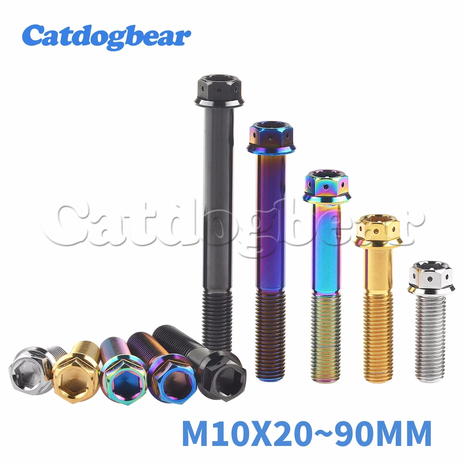 

Catdogbear Titanium Bolt M10x20~90mm Pitch1.25/1.5mm Flange Allen Key Head Screw for Motorcycle Calipers Refitted