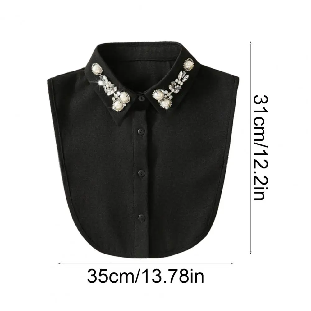 

Рубашка с искусственным воротником, съемный воротник рубашки, съемный воротник со стразами и жемчугом, регулируемый украшенный аксессуар для полурубашки, роскошный аксессуар