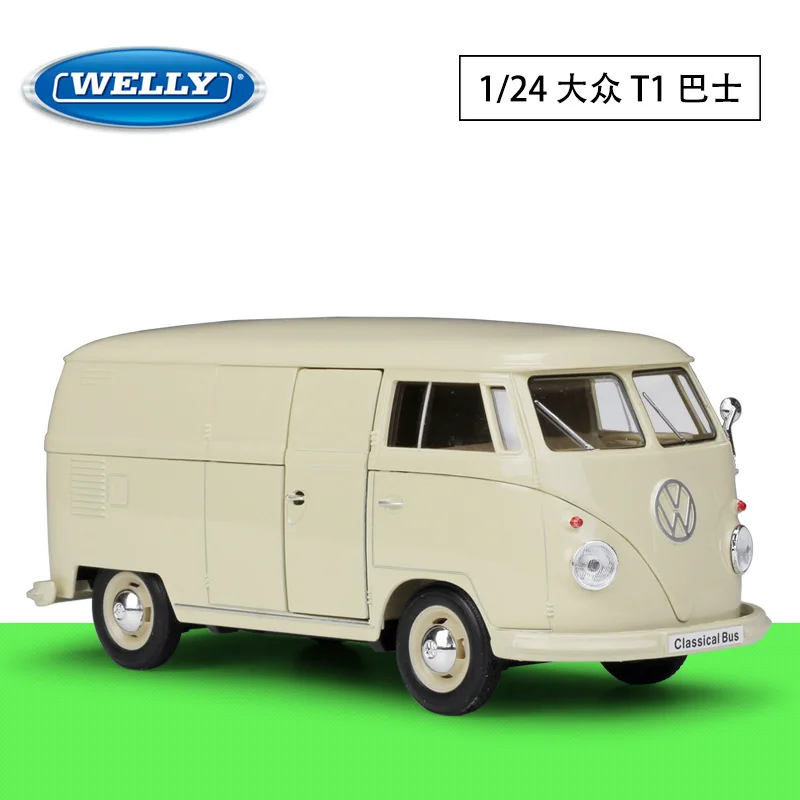 

Модель автомобиля WELLY 1:24 Volkswagen 1963 T1 из металлического сплава, классический игрушечный автомобиль для детей, коллекция подарков