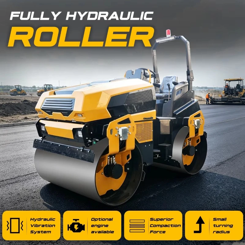 New 5ton Mini Ride on Road Roller Compactor with Diesel Engine Construction Machinery Vibratory Roller Pavement