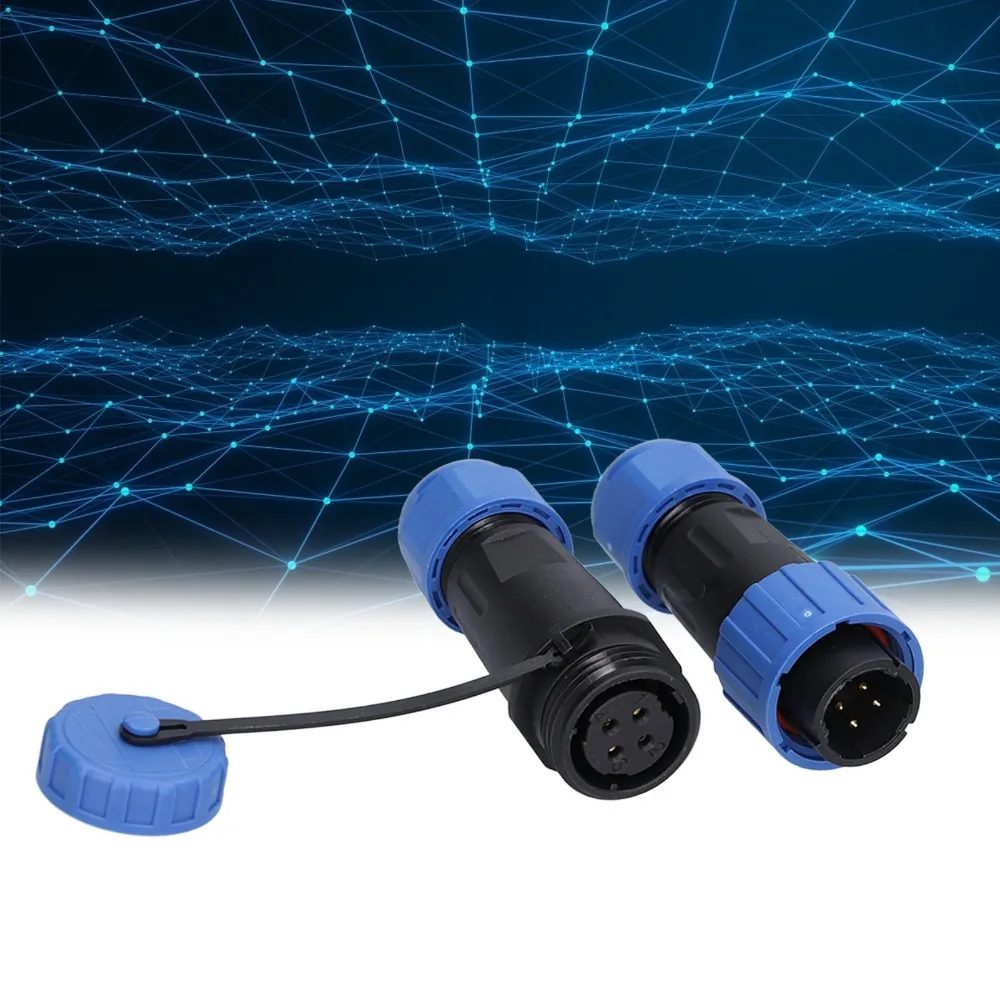 1 Set 4 Pin Aviation Connector 380V 5A IP68 Plug Waterproof PA6 Shell Screw Crimp Connector Electrical Power Device