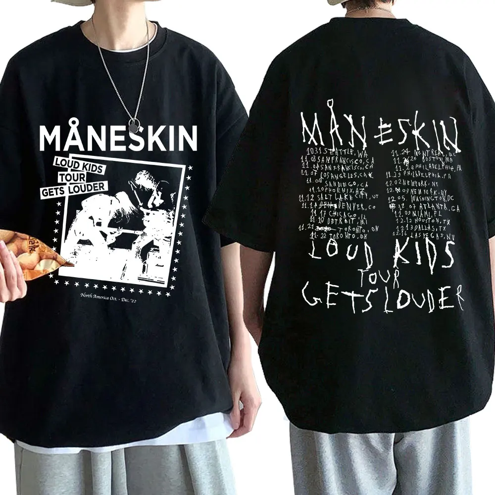 Italian Rock Band Maneskin T-shirt Louds Kids Gets Louder Tour T-shirts Men Women's Vintage Hip Hop Oversized T Shirt Streetwear