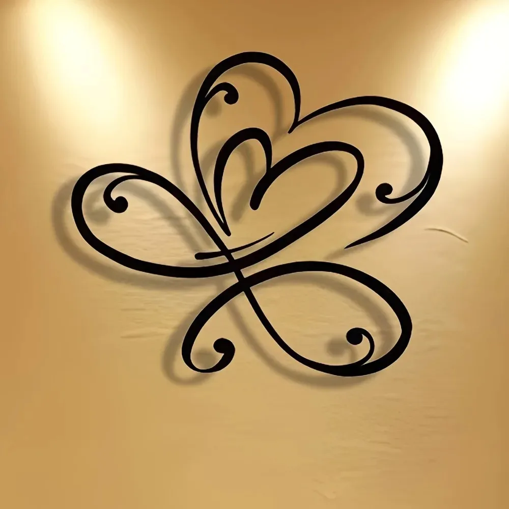 CIFBUY Iron Art Wall Decor Infinity Heart Butterfly Metal Wall Hanging Romantic Bedroom Living Room Light Luxury Ornament
