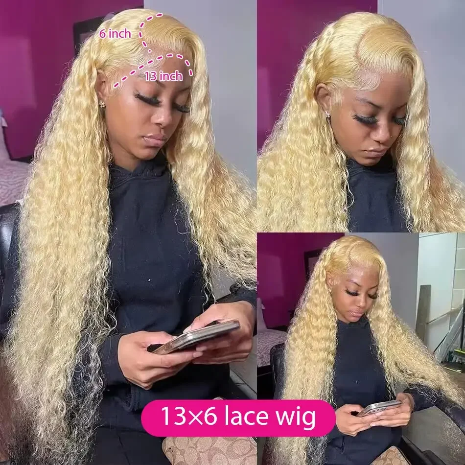 30 inch 613 Blonde Lace Front Wig Human Hair 13x6 Deep Wave Hd Lace Front Wigs 180% Density Blonde Lace Frontal Wigs for Women