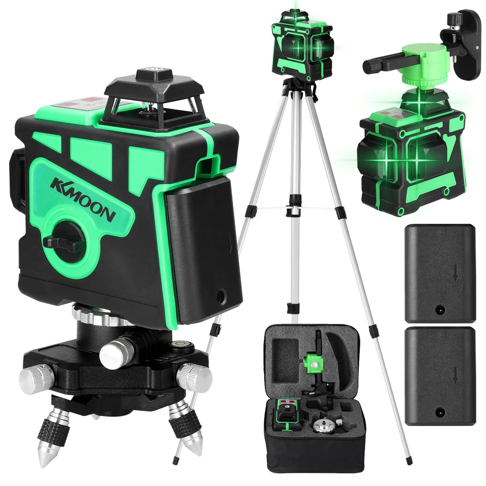 3D 12 Lines Laser Level Tool Vertical Horizontal Lines with 1.2M 3 Heights Adjustable Alloy Extension Bar Tripod Stand