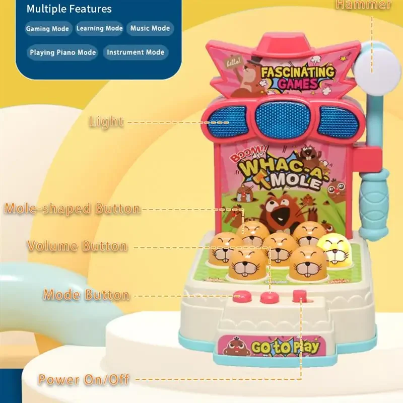 2023 novo whack-um-mole brinquedo elétrico do bebê educação precoce iluminação jogo console crianças interativa knock knock brinquedos de música