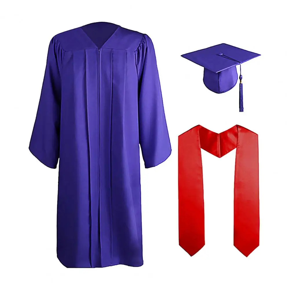 Bachelor Gown Set Academic Gown Hat Set Unisex Adult Graduation Gown Cap Set for School Uniform Cosplay Bachelor Costume College