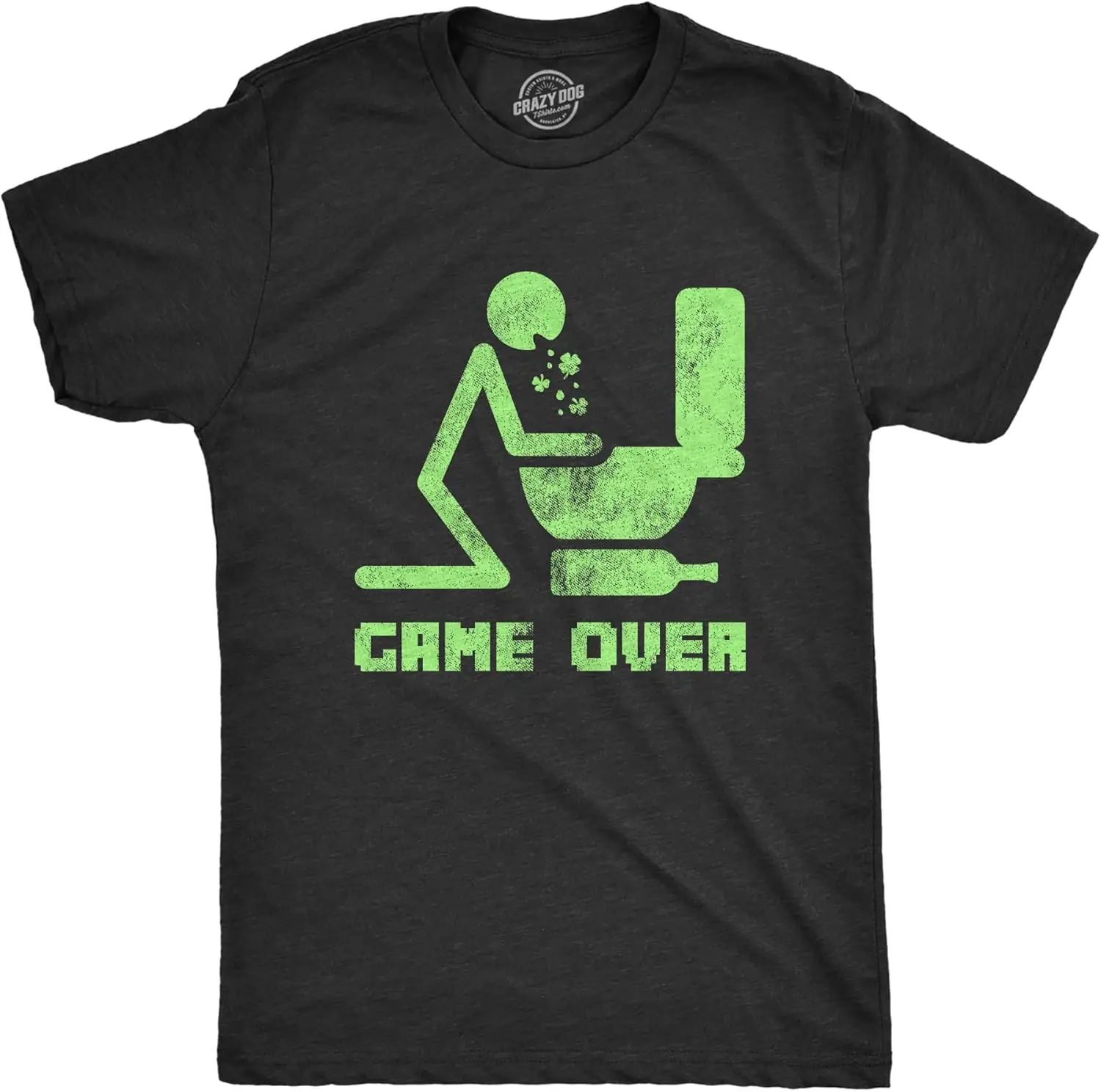 

Mens Game Over Tshirt Funny Saint Patrick's Day Parade Drinking Too Much Graphic Novelty Tee for Guys