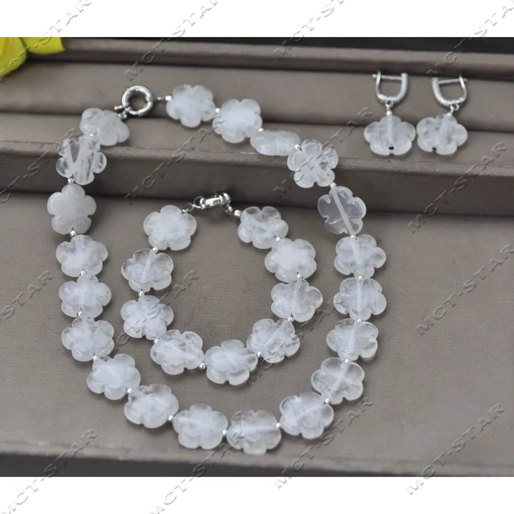 

Z13861 Set 17" 20mm Clean Flower Crystal Necklace Bracelet Earring Custom Jewelry