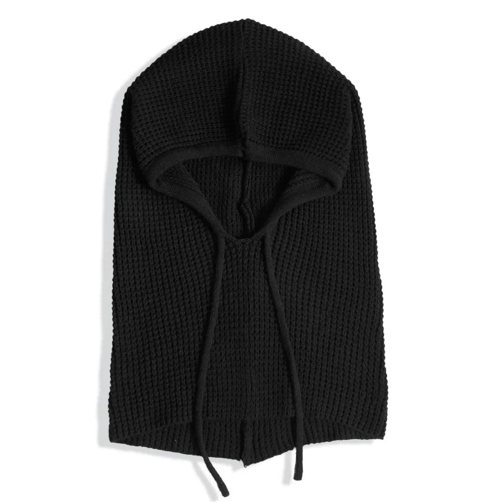 Simple Solid Color Drawstring Balaclavas Hat Warm Earmuff Pullover Cap Soft Windproof Winter Neckerchief Outdoor