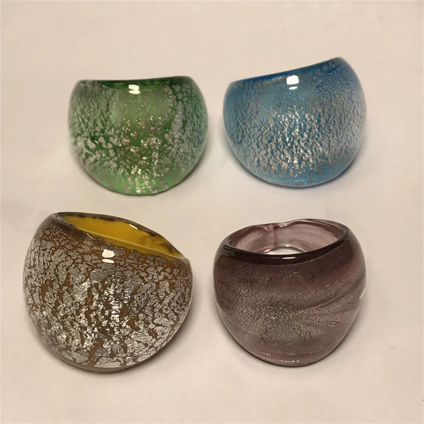 Handmade For Neutral Women Men Retro Style Murano Glass Liuli Silver Color Pure Purple Finger Rings Fashion Jewelry