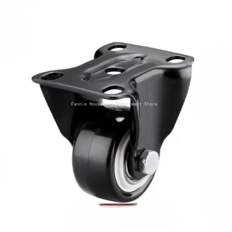 4Pcs 1.6 Inch Dia Heavy Duty 200KG Black Polyurethane Fixed Castor Wheels Trolley Furniture Caster