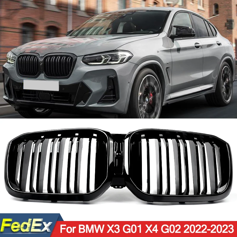 

MAGICKIT Gloss Black Front Bumper Grille For 2022-ON BMW G01 X3 G02 X4 SUV 2020-ON CAR Accessories Tools M Performance
