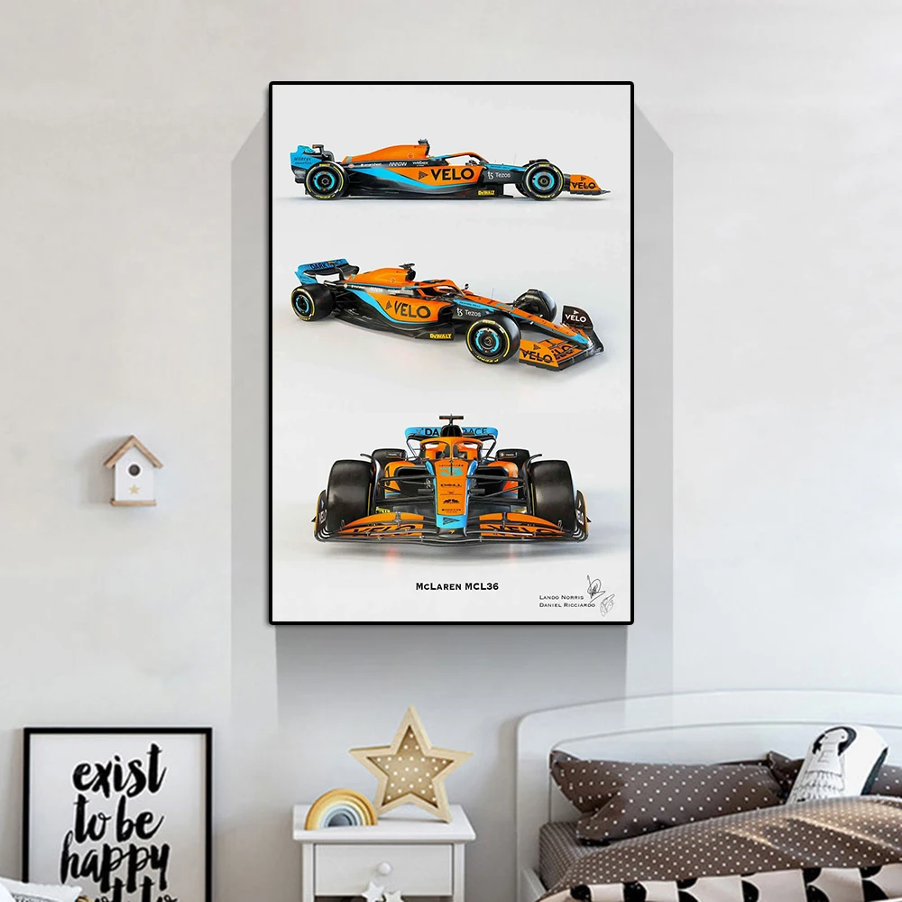 Super Formula Grand Prix MCL36 Racing Poster Racer Norris Sports Car Canvas Painting Ricciardo Supercar Wall Art Room Decor Gift