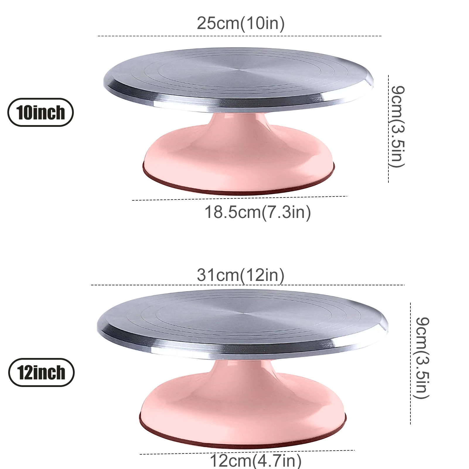 케이크 턴테이블 케이크 장식 테이블, 가정용 베이킹 도구, DIY 장식 턴테이블, 10 인치, 12 인치 알루미늄 합금