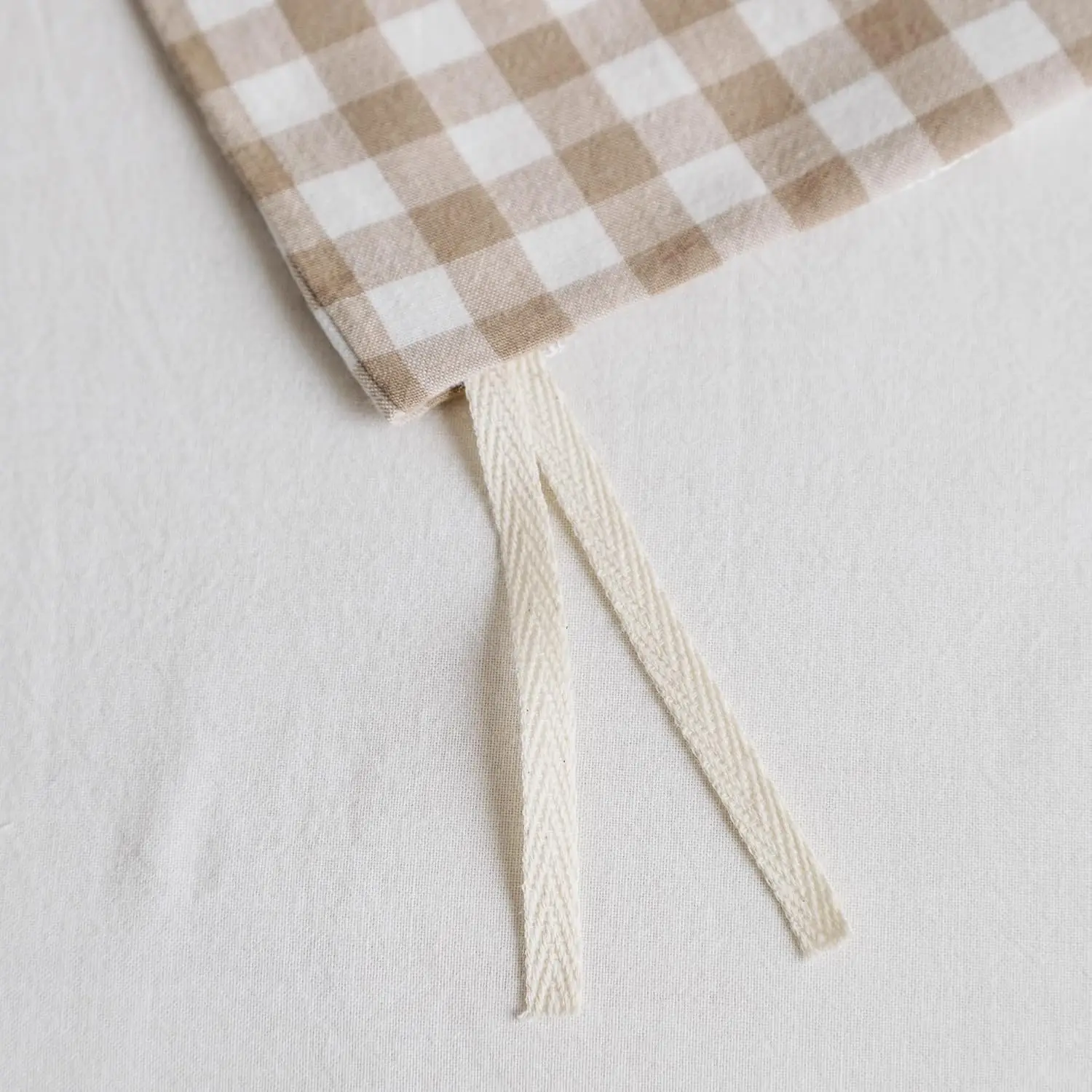 Conjunto de capa de edredom King Size Gingham – 100% algodão lavado, design xadrez bege com zíper e laços