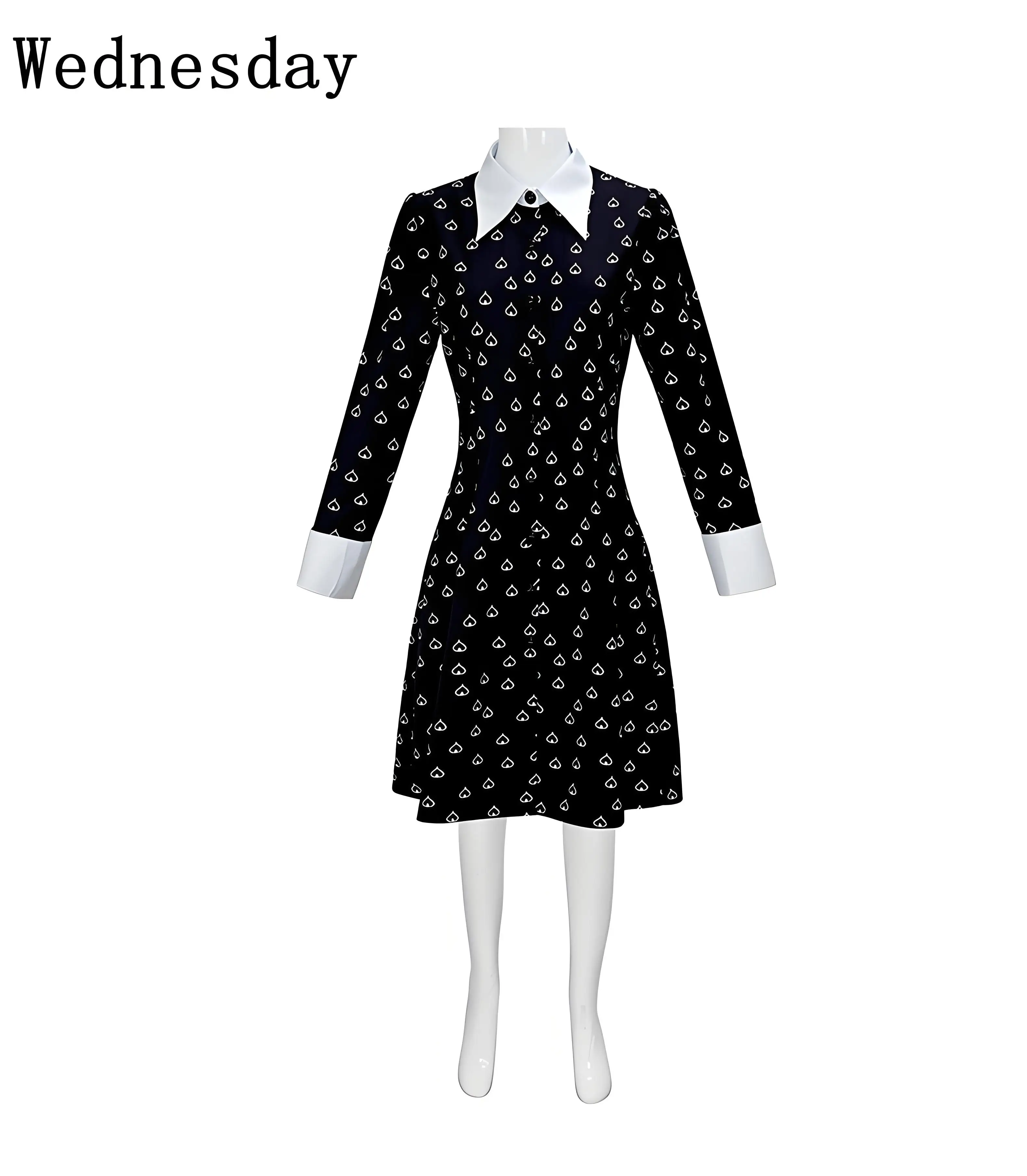 

Anime Wednesday Adams Cosplay Costume For Women Long Sleeved Black Shirt Skirt Halloween Carnival Party Performance Dress