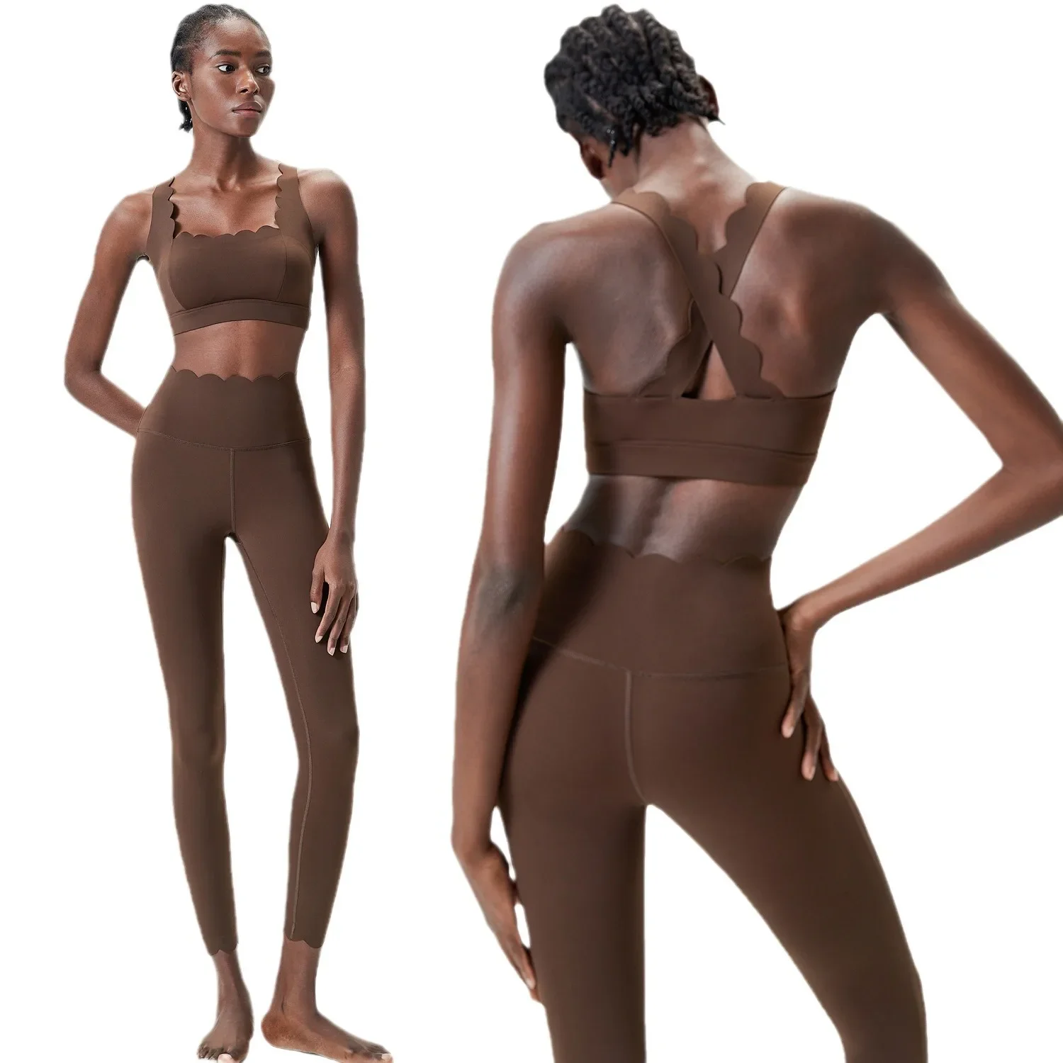 

Small Wave Yoga Suit Women's Large Size Skinny Sports Fitness Suit Two-piece Quick-Drying Suit