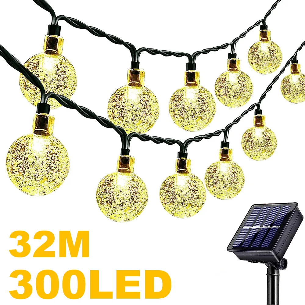 

Solar String Lights Crystal Globe Lights with 8 Lighting Modes Waterproof Solar Lights for Garden Yard Porch Wedding Party Decor