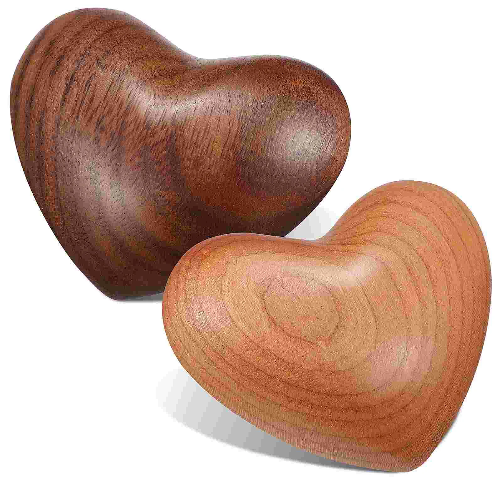 

2 Pcs Toy Wood Comfort Heart Prop Handheld Wooden Reliever Gift Shaped