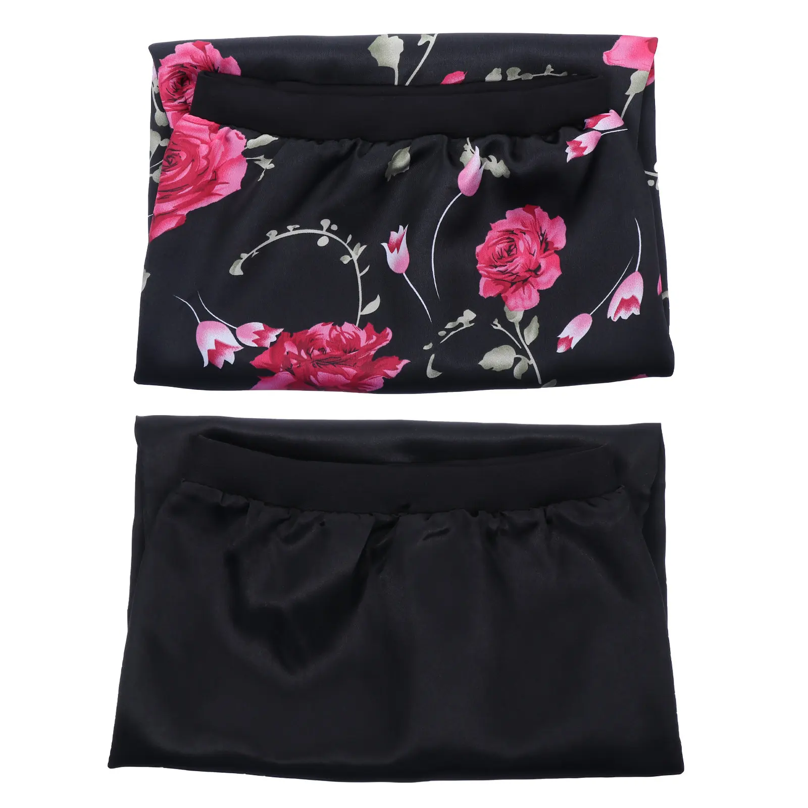 

2Pcs Hair Protection Sleeping Cap Long Satin Bonnet Wide Brimmed High Elasticity for Women Night Use Soft Comfortable Reusable