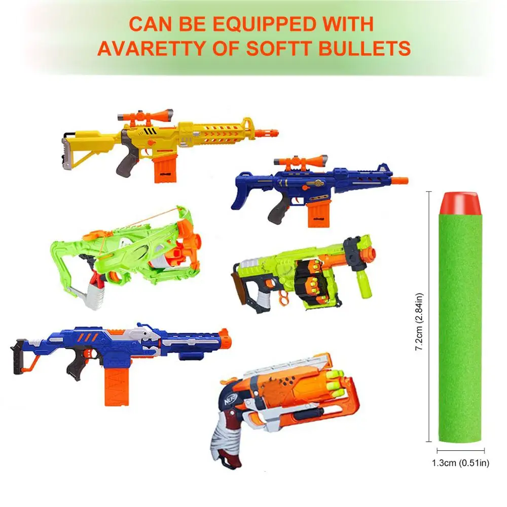 Pistola de juguete de balas blandas Nerf para niños, dardos de esponja de repuesto de cabeza redonda, 7,2 cm, 100 piezas