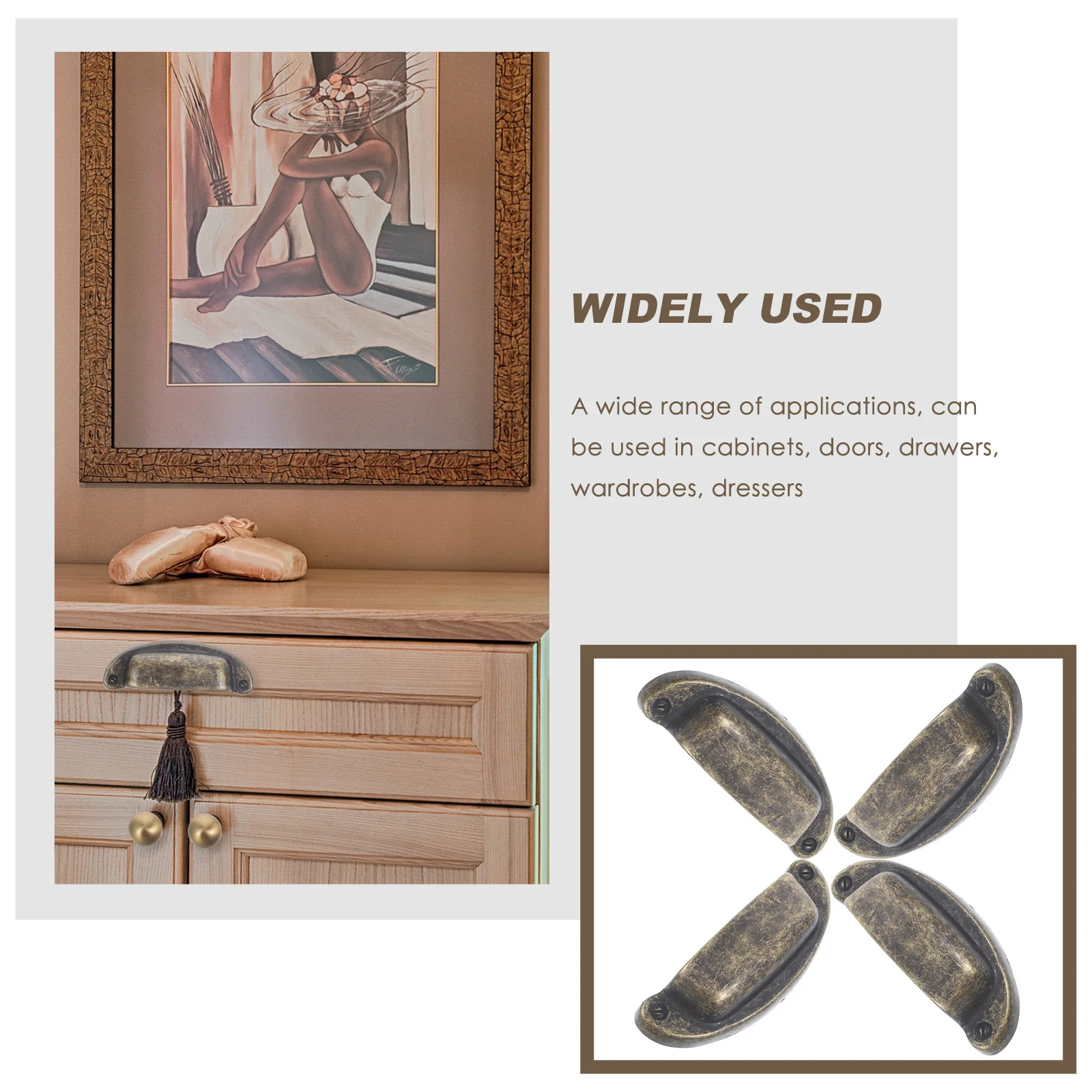 

4pcs Metal Shell Knobs Vintage Cabinet Pulls Durable Drawer Handles For Wardrobe Closet Cupboard Furniture Hardware Fittings