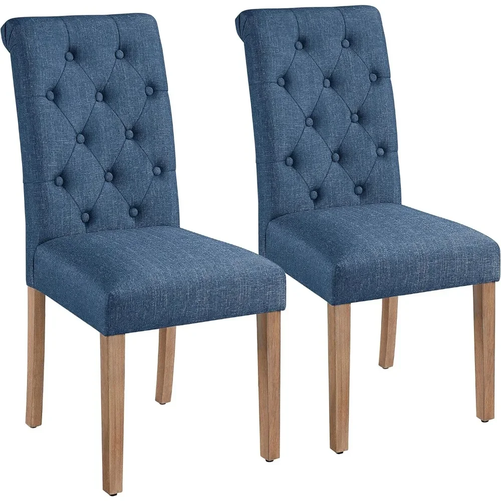 

Dining Chairs Button Tufted Kitchen Chairs Upholstered Fabric Dining Room Chairs with Solid Wood Legs,2pcs(1 Package)