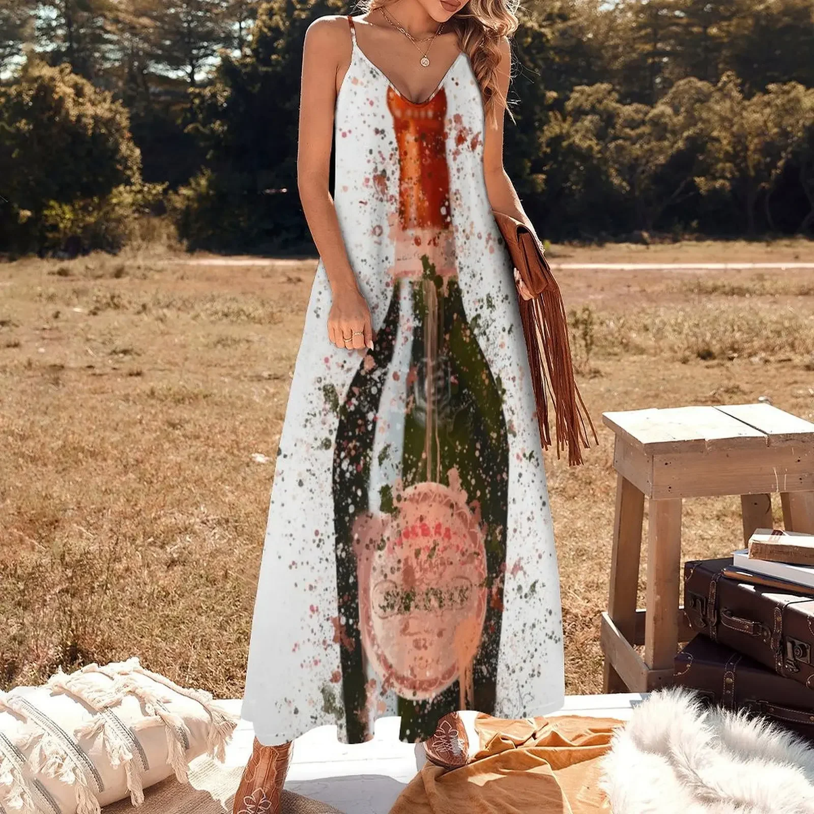 Laurent Perrier Splatter Print Sleeveless Dress women dress Long dress Women's summer dresses