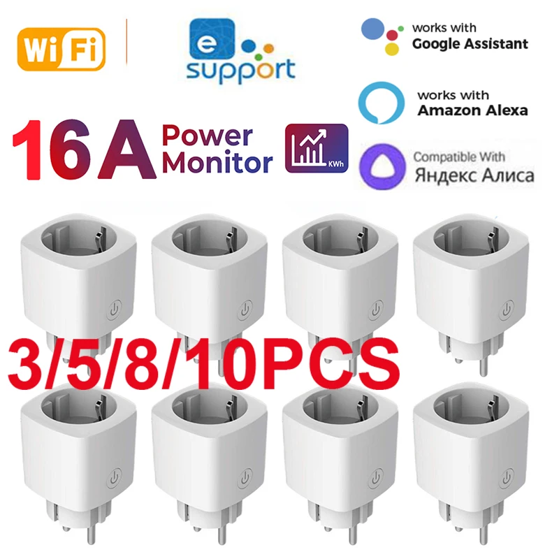 

16A EWeLink WiFi Smart Plug Socket EU Remote Control For Alexa Google Yandex Alice Energy Power Meter Monitor Smart Home