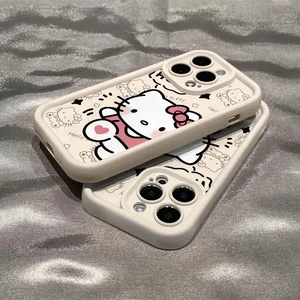 جراب هدايا من السيليكون الشفاف من Sanrio Ins Hello Kitty لهاتف iPhone 16 15 14 13 11 12 Pro Max X XR XS 7 8 Plus Y2K Girl أعلى 8 مبيعات سانريو كابينها - رقم 2