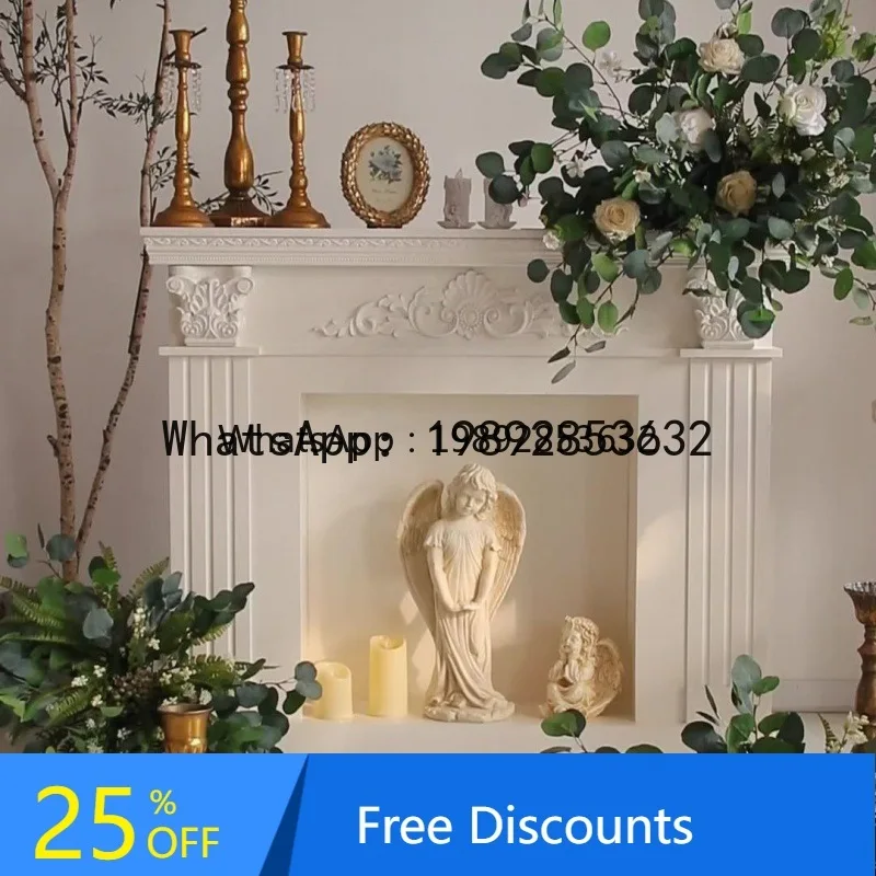 Z1  Imitation Living Room Fireplace Retro American Carved Bed & Breakfast Wall Entrance Fireplace Frame Decorative Cabinet