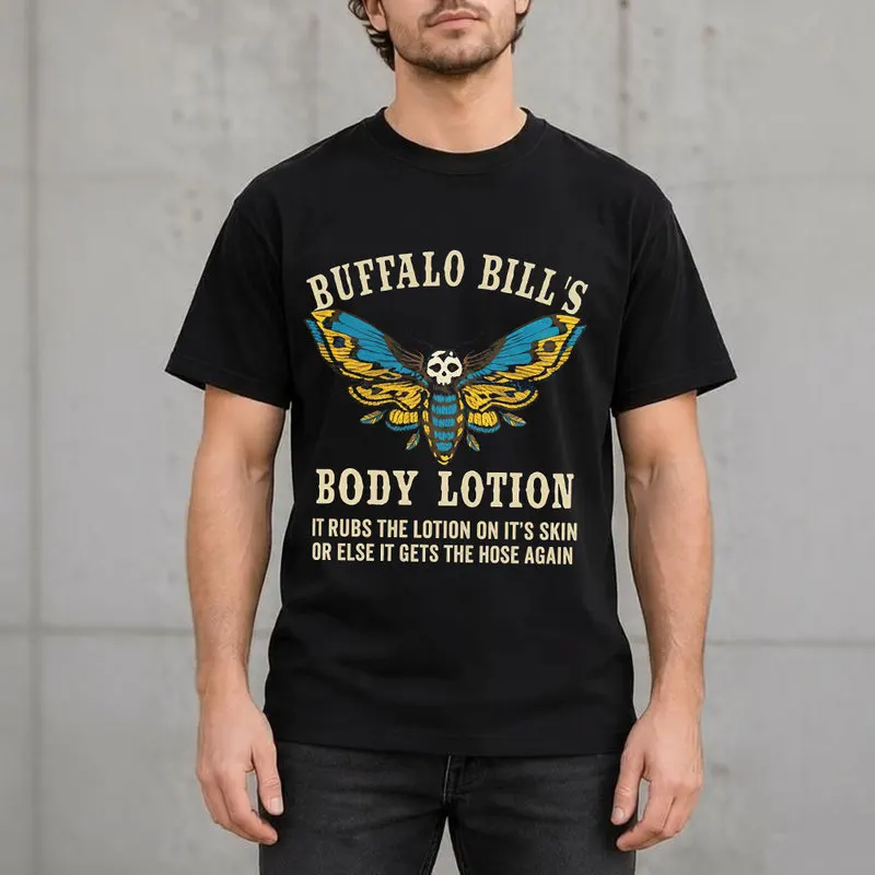The Silence of the Lambs Horror Movie Graphic T-Shirt, Buffalo Bill Death's Head Moth Print Tee, Unisex Casual Top S-6XL